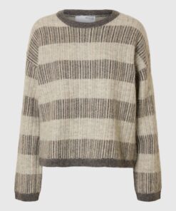 Slfalva Stripe Knit Medium Grey Melange
