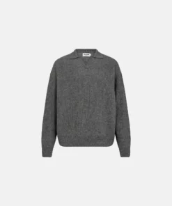 Resteröds Kane Wool Polo Knit Gray