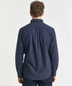 Gant Reg Flannel Melange Shirt Dark Indigo Melange