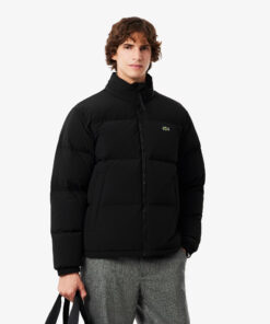 Lacoste Men's Water-Repellent Hooded Down Jacket Black