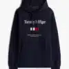 Tommy Hilfiger Logo Embroidery Flex Fleece Hoody Navy Blue