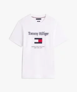 Tommy Hilfiger Logo Embroidery Crew Neck T-Shirt White