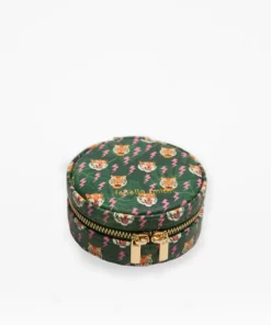 Fenella Smith Round Jewellery Case Green Palm Tiger