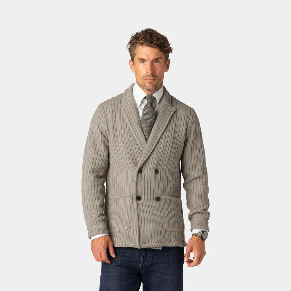 Merino Cable Blazer Taupe Merino Cable Blazer Taupe