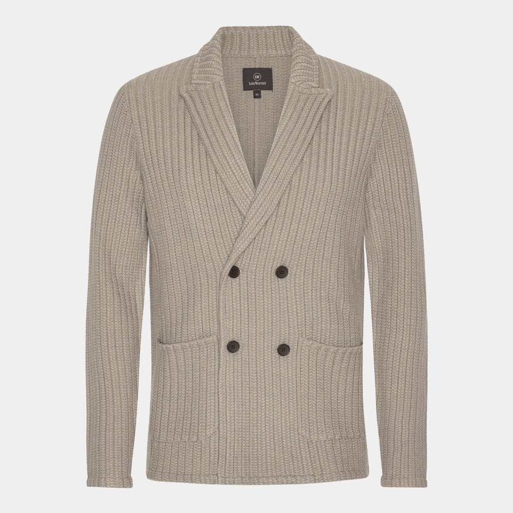 Merino Cable Blazer Taupe Merino Cable Blazer Taupe