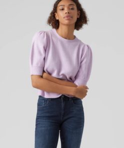 VMDOFFY 2/4 O-Neck Pullover Purple Orchid Bloom