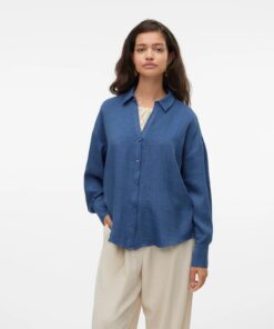 VMMELANEY Queeny Ls Shirt Blue Dark Denim