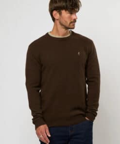 Adrian Lambswool Knit Dark Brown Melange