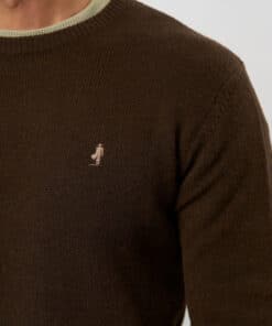 Adrian Lambswool Knit Dark Brown Melange