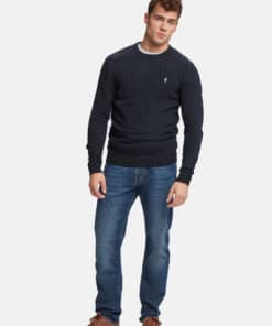 Adrian Lambswool Knit Navy Melange