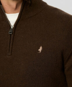 Axel Lambswool Knit Half-zip Dark Brown Melange