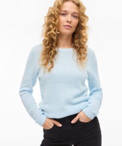 Vidalo O-Neck Ls Knit Top Nantucket Breeze