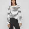 Vila Vidalo O-Neck Ls Stripe Knit Top White Alyssum