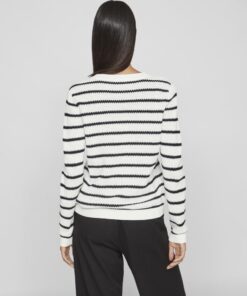 Vila Vidalo O-Neck Ls Stripe Knit Top White Alyssum