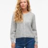 Vila Vilory O-Neck Ls Knit Cardigan Light Grey Melange