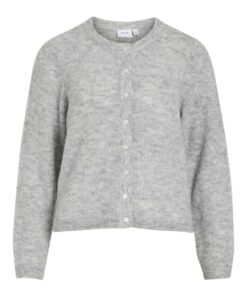 Vilory O-Neck Ls Knit Cardigan Light Grey Melange