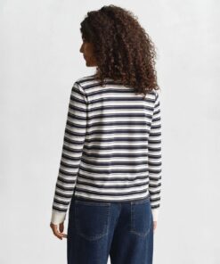 Gant Striped Ls Polo Cream