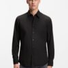 Boss Regular Fit Shirt in Cotton Poplin Black