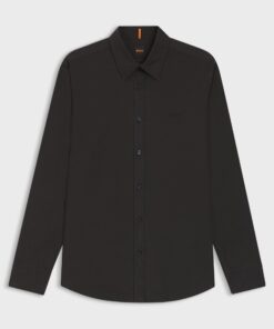Regular Fit Shirt in Cotton Poplin Black