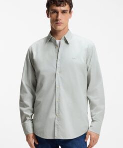 Boss Regular fit shirt in cotton poplin Light Grey