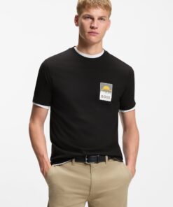 Cotton Jersey T-shirt with Logo Artwork Black