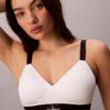 Calvin Klein Lightly Lined Bralette - Graphic Monogram Microfibre Stretch White