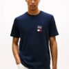 Tommy Hilfiger Logo Embroidery Jersey Crew Neck T-Shirt Navy Blue