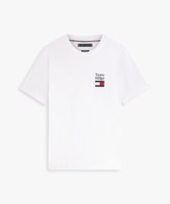 Tommy Hilfiger Logo Embroidery Jersey Crew Neck T-Shirt White