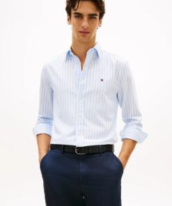 Tommy Hilfiger Flex Regular Fit Stripe Poplin Shirt Sweet Blue