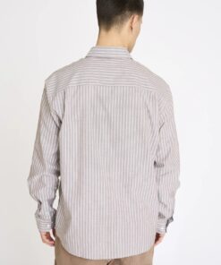 Resteröds Shirt Davis Cotton Brown with Stripes