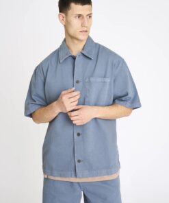 Resteröds Short Sleeved Shirt Noah Cotton Blue