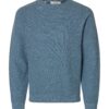 Selected Men Slmross Ls Knit Structure Crew Neck Blu Mirage