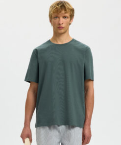 Selected Men Slhatlas O-neck Tee Balsam Green