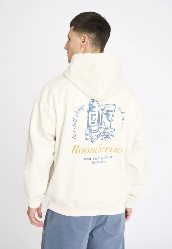 Resteröds Hoodie with Back Print Jay Cotton Off White