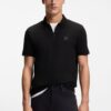 Boss Passerzip Stretch Cotton Slim Fit Polo Shirt Black