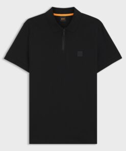 Hugo Passerzip Stretch Cotton Slim Fit Polo Shirt Black