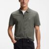 Boss Passerzip Stretch Cotton Slim Fit Polo Shirt Grey