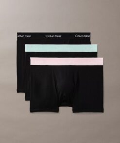 Calvin Klein 3 Pack Relaxed Dart Trunks Icon Cotton Stretch Black
