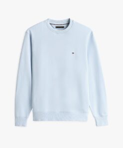 Tommy Hilfiger Flag Embroidery Crew Neck Sweatshirt Sky Blue