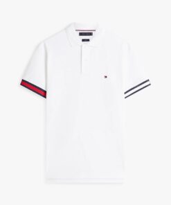 Tommy Hilfiger Slim Fit Interlock Knit Tipped Polo Shirt White
