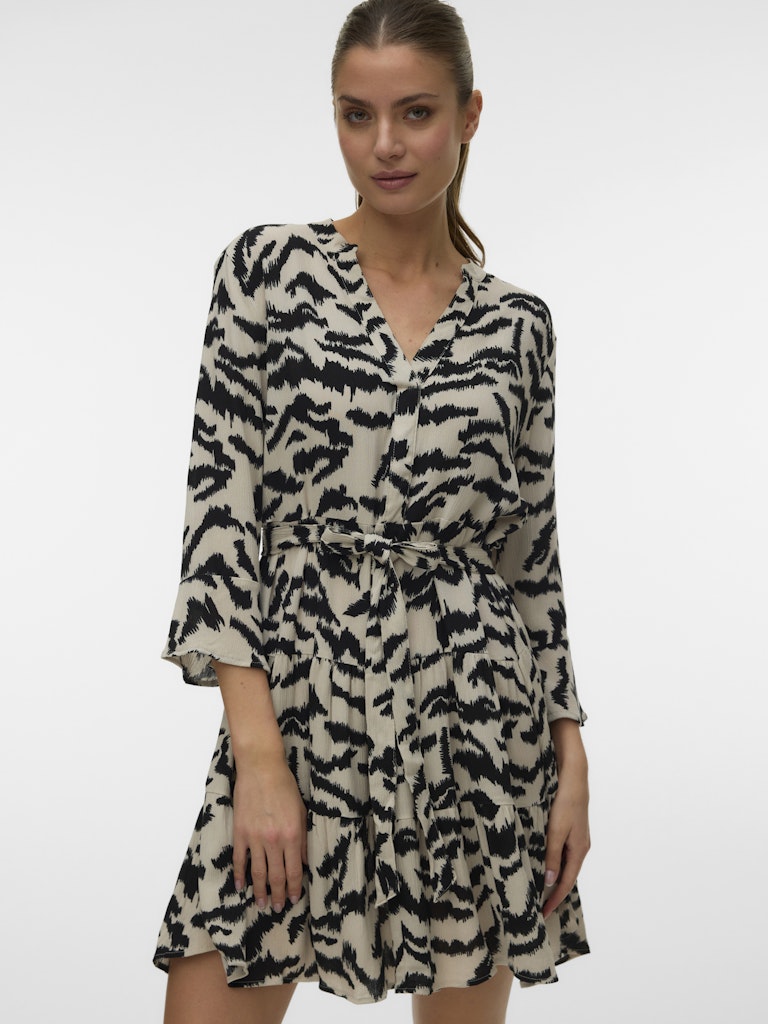 Vero Moda VMMenny Ls V-Neck Short Dress Silver Lining