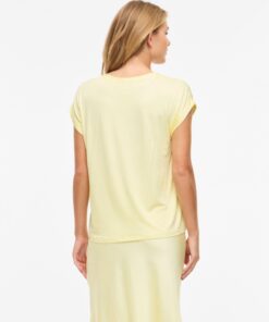 Vila Viellette Satin Top Pastel Yellow