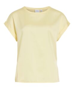 Vila Viellette Satin Top Pastel Yellow