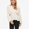 Vila Viselia V-Neck Ls Peplum Top Birch