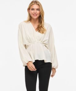 Vila Viselia V-Neck Ls Peplum Top Birch