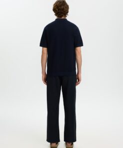 Selected Homme SLMCran Knit Structure Zip Polo Navy Blazer