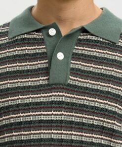 Selected Homme SLHDane Knit Color Structure Polo Balsam Green
