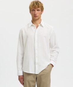 Selected Homme SLMRegclaus Clay Linenblend Shirt Bright White