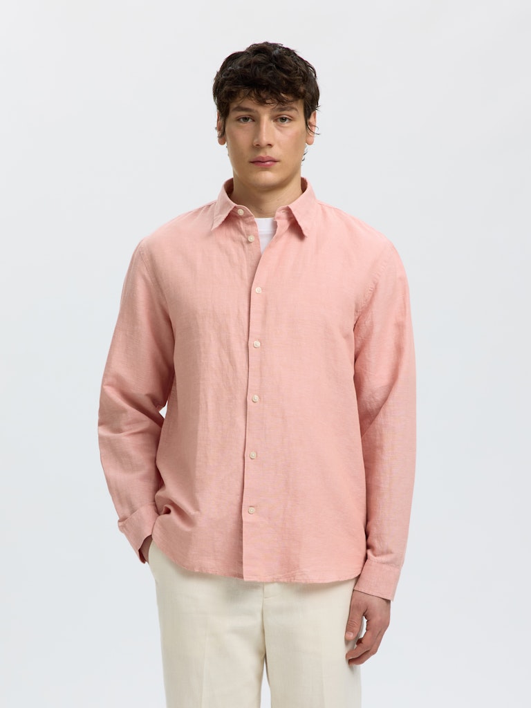 Selected Homme SLMRegclaus Clay Linenblend Shirt Rose Dawn