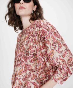 Grace & Mila Floral Printed Blouse Vezia Peach